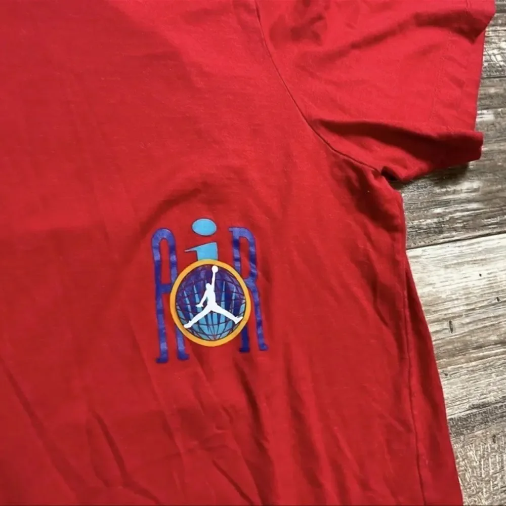 air jordan retro graphic back 90s style logo shirt red men’s size large
